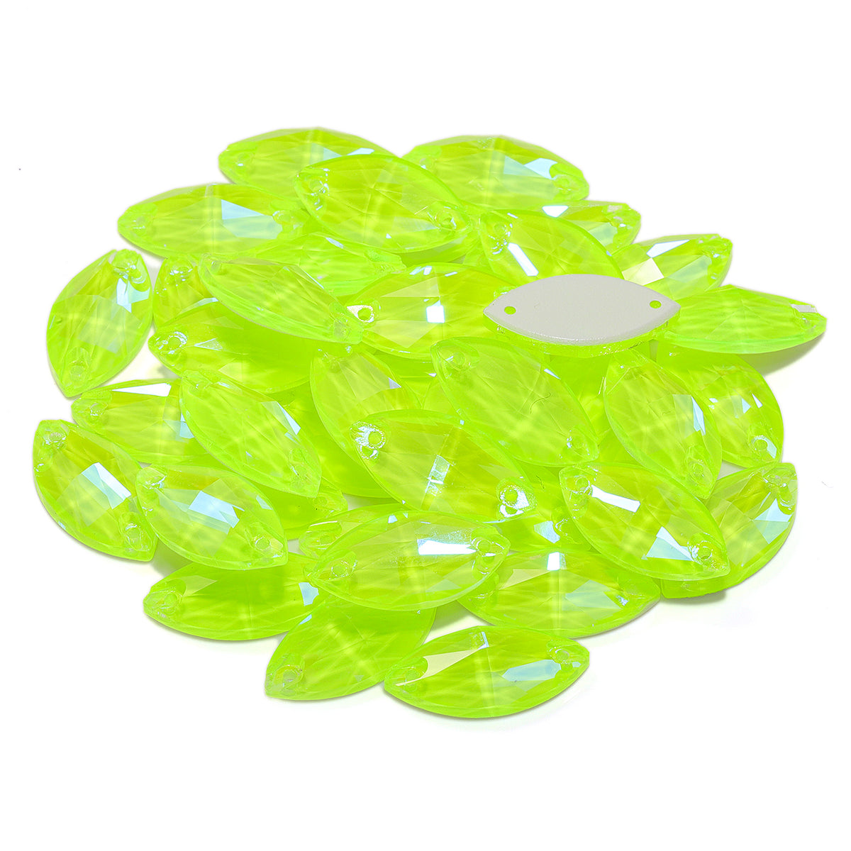 Electric Neon Jonquil Navette Shape High Quality Glass Sew-on Rhinestones WholesaleRhinestone