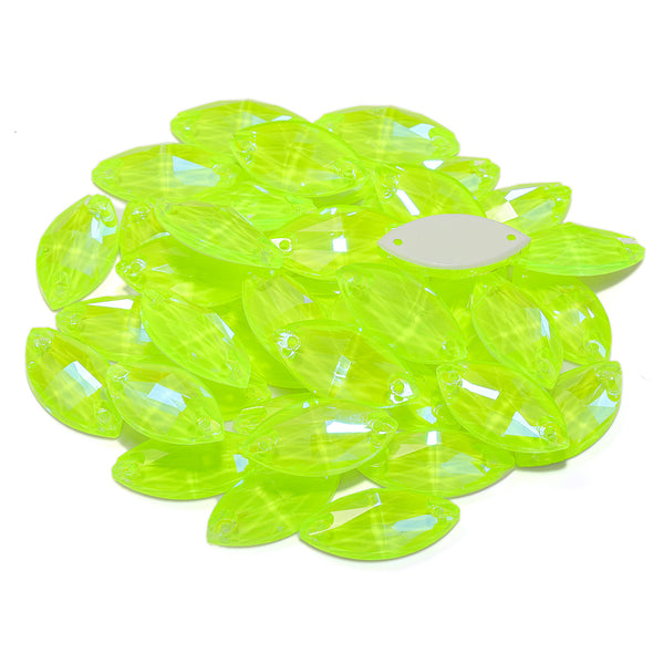 Electric Neon Jonquil Navette Shape High Quality Glass Sew-on Rhinestones WholesaleRhinestone