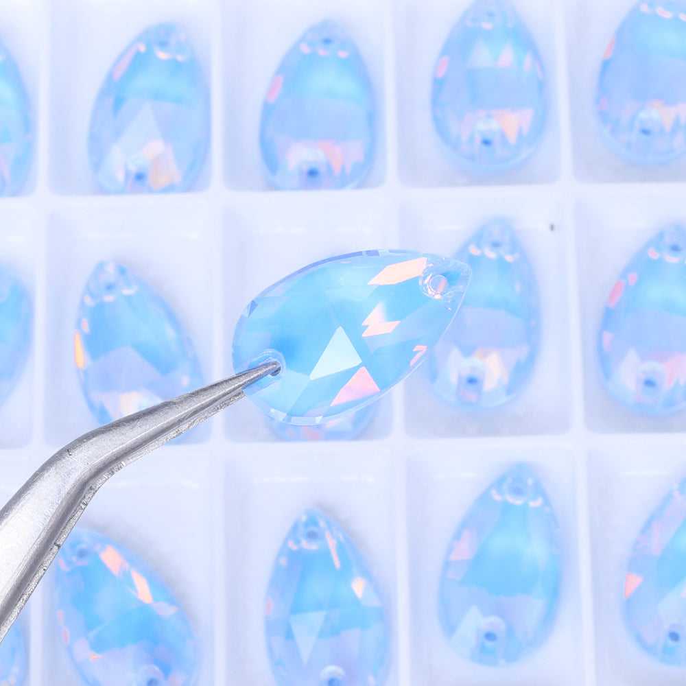 Light Sapphire AM Drop Shape High Quality Glass Sew-on Rhinestones WholesaleRhinestone