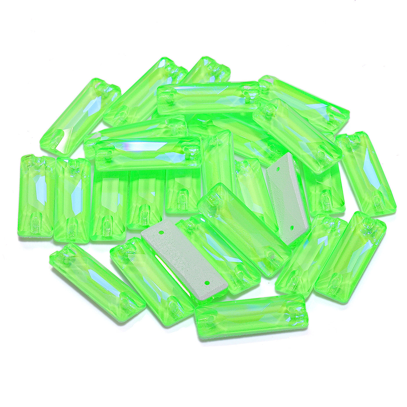 Electric Neon Peridot Cosmic Baguette Shape High Quality Glass Sew-on Rhinestones Secondary image
