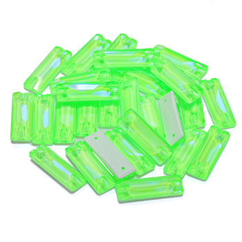 Electric Neon Peridot Cosmic Baguette Shape High Quality Glass Sew-on Rhinestones WholesaleRhinestone