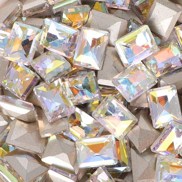 Cognac White Rectangle Shape Glass Pointed Back Fancy Rhinestones WholesaleRhinestone