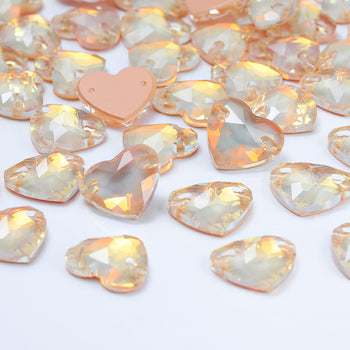 Silk AM Heart Shape High Quality Glass Sew-on Rhinestones WholesaleRhinestone