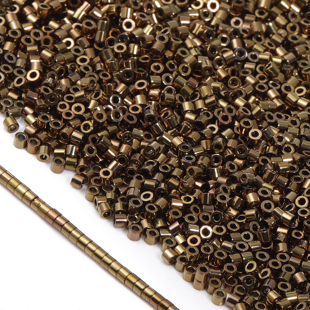 Metallisk Dark Gold Luster Color Høj kvalitet glascylinderfrøperler 1,6 mm Størrelse JS3004