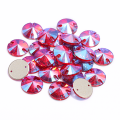 Light Siam Shimmer Rivoli Shape High Quality Glass Sew-on Rhinestones