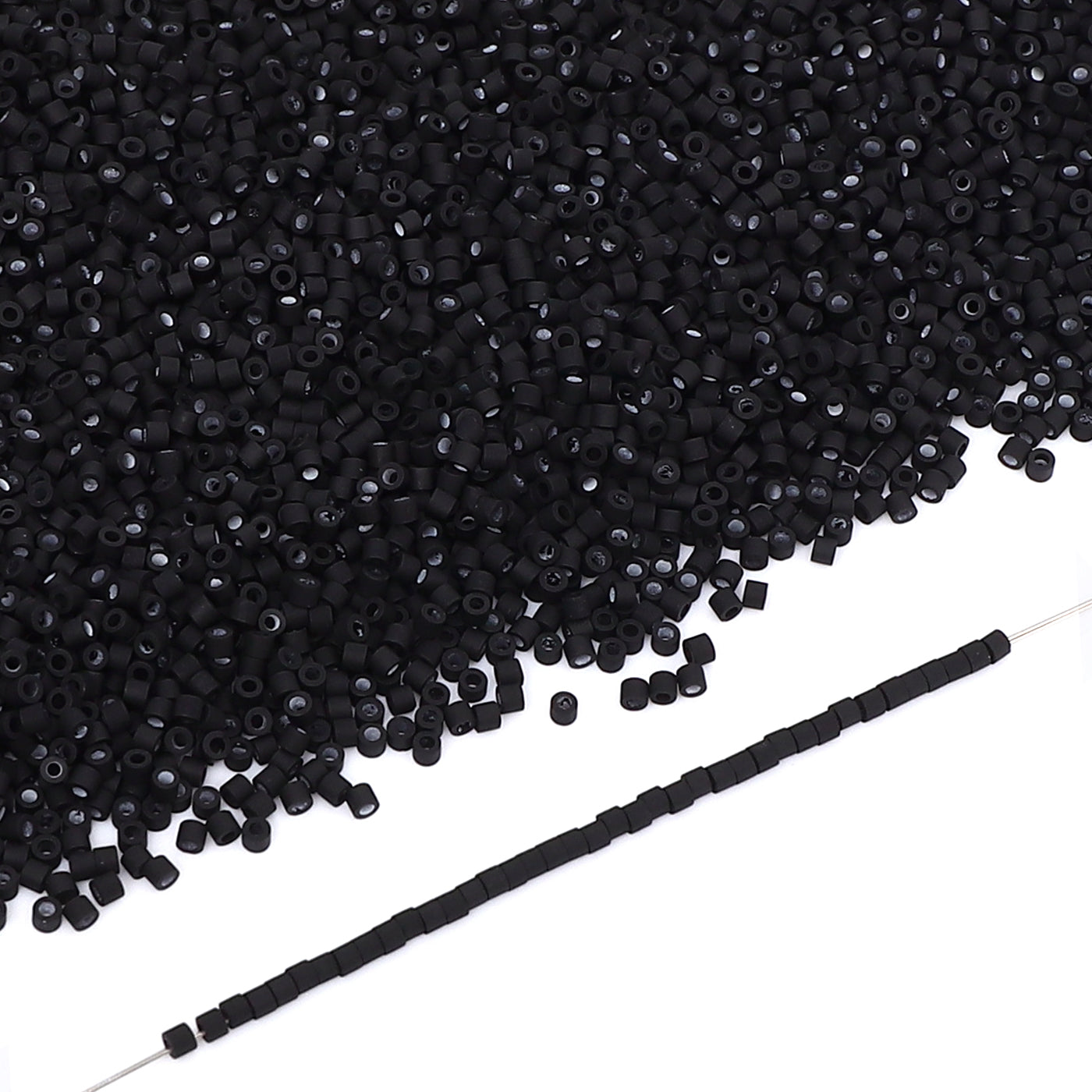 Opaque Frost Black Color Hight Quality Glass Cylinder Seed Beads 1.6 MM Size BS1015