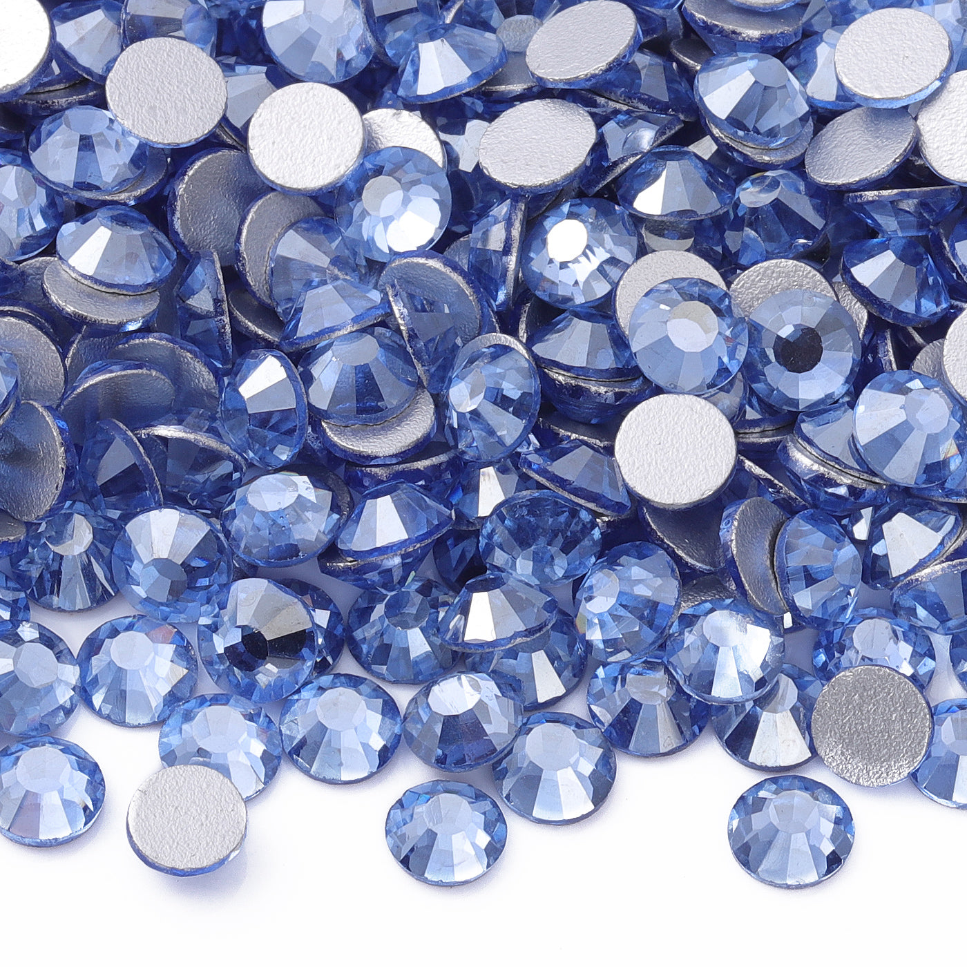 Small Blue Rhinestones Star Light Blue Glass FlatBack Rhinestones Silver Back ...