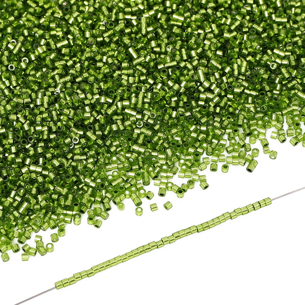 Transparent Silver-lined Olive Green Color Hight Quality Glass Cylinder Seed Beads 1.6 MM Size GY2003 WholesaleRhinestone