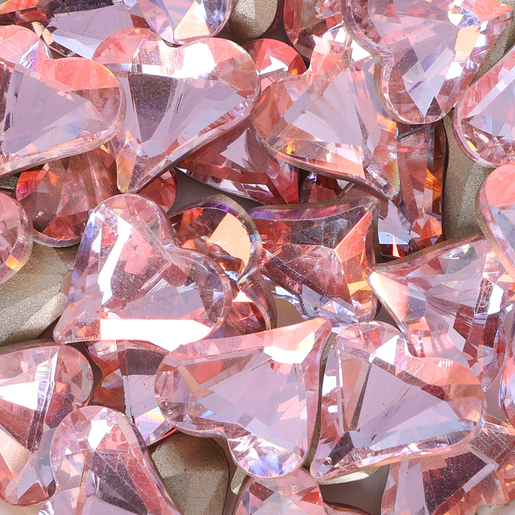 Sweet Heart Shape Cognac Pink Glass Pointed Back Fancy Rhinestones WholesaleRhinestone