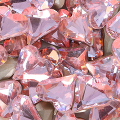 Sweet Heart Shape Cognac Pink Glass Pointed Back Fancy Rhinestones