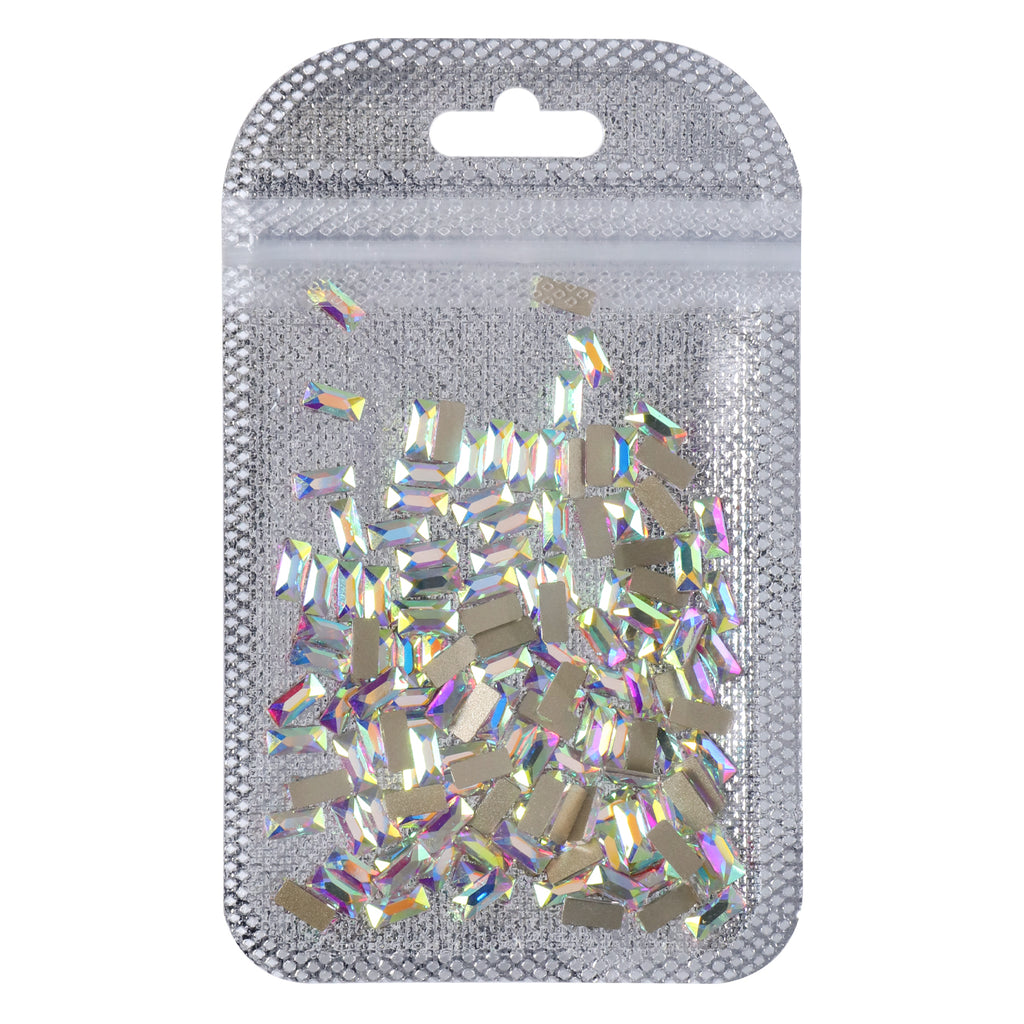 Rectangle Shape Crystal AB Flat Back Fancy Rhinestones