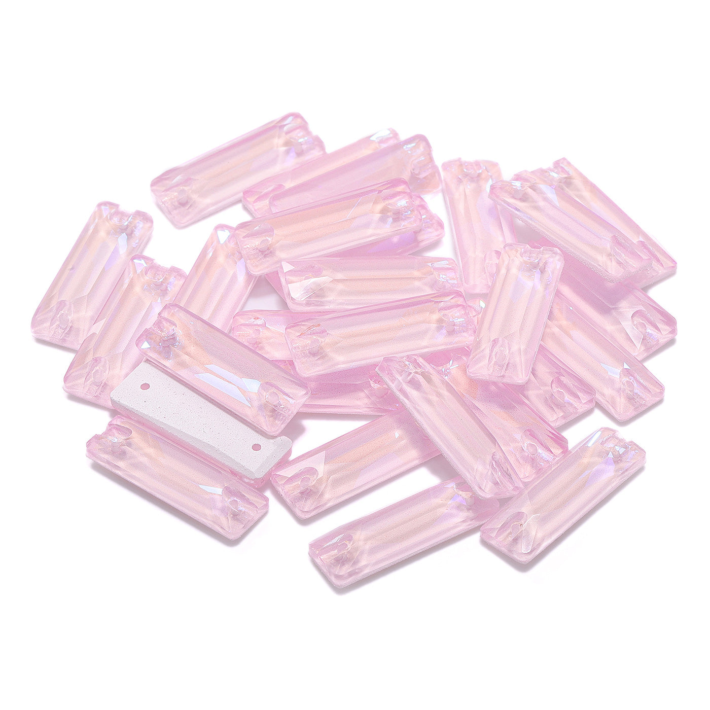 Electric Neon Light Rose Cosmic Baguette Shape High Quality Glass Sew-on Rhinestones Secondary image