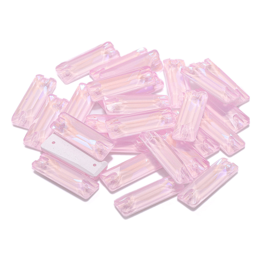 Electric Neon Light Rose Cosmic Baguette Shape High Quality Glass Sew-on Rhinestones WholesaleRhinestone