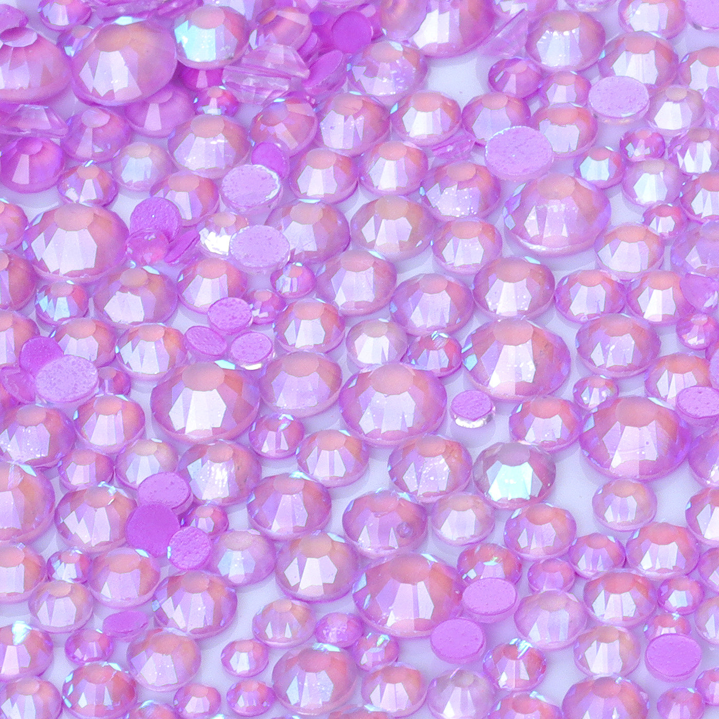 Mixed Sizes Mocha Shimmer Lt Purple Glass Flat Back Rhinestones For Nail Art