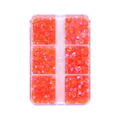 Mixed Sizes 6 Grid Box Mocha Shimmer Dk Orange Glass FlatBack Rhinestones For Nail Art