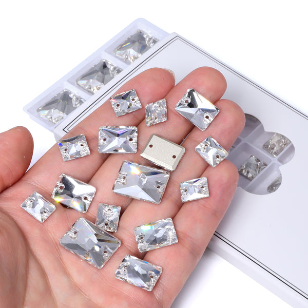 Mixed Sizes Crystal Rectangle Shape High Quality Glass Sew-on Rhinestones WholesaleRhinestone
