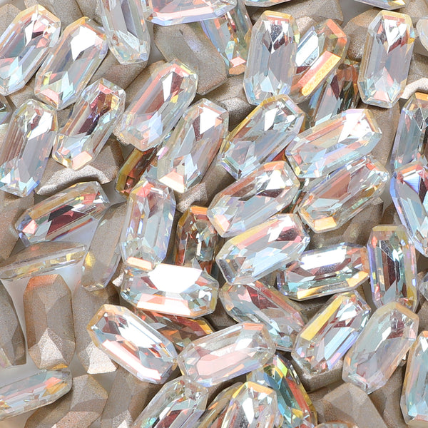 Cognac White Elongated Imperial Shape Glass Pointed Back Fancy Rhinestones WholesaleRhinestone