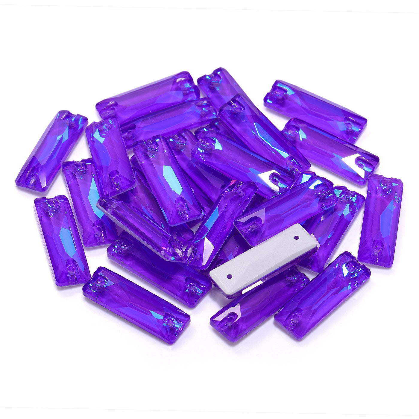 Electric Neon Violet Cosmic Baguette Shape High Quality Glass Sew-on Rhinestones Secondary image