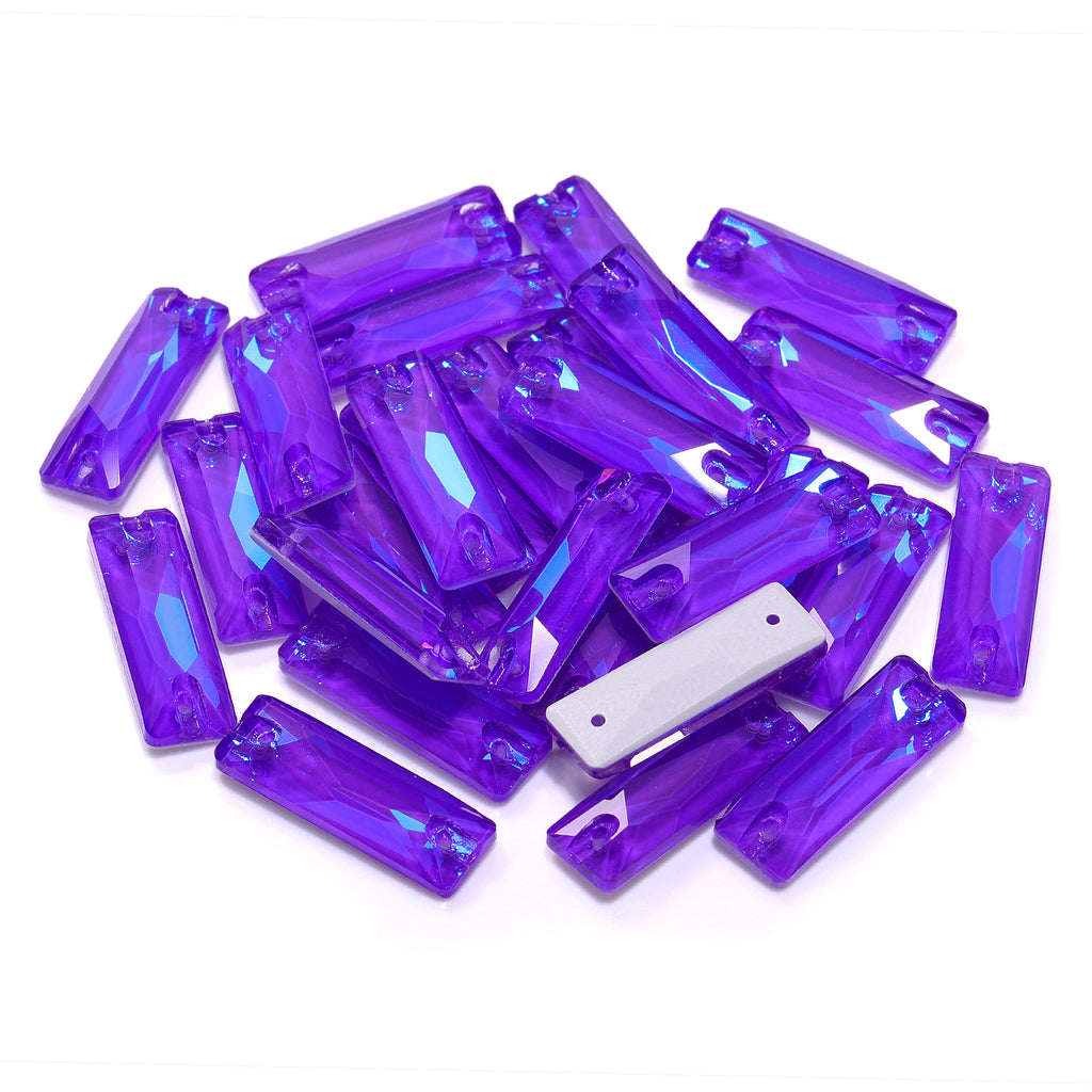 Electric Neon Violet Cosmic Baguette Shape High Quality Glass Sew-on Rhinestones WholesaleRhinestone