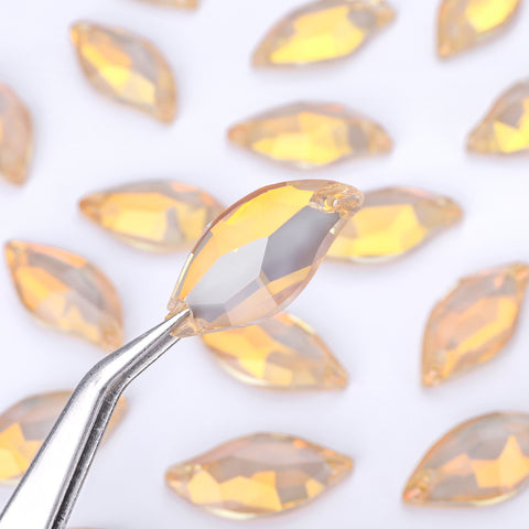 Silk AM Diamond Leaf Shape High Quality Glass Sew-on Rhinestones