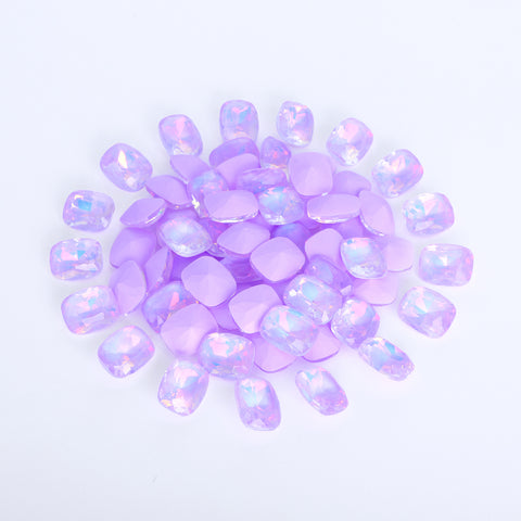 Light Purple AM Pillow Shape Glass Pointed Back Fancy Rhinestones