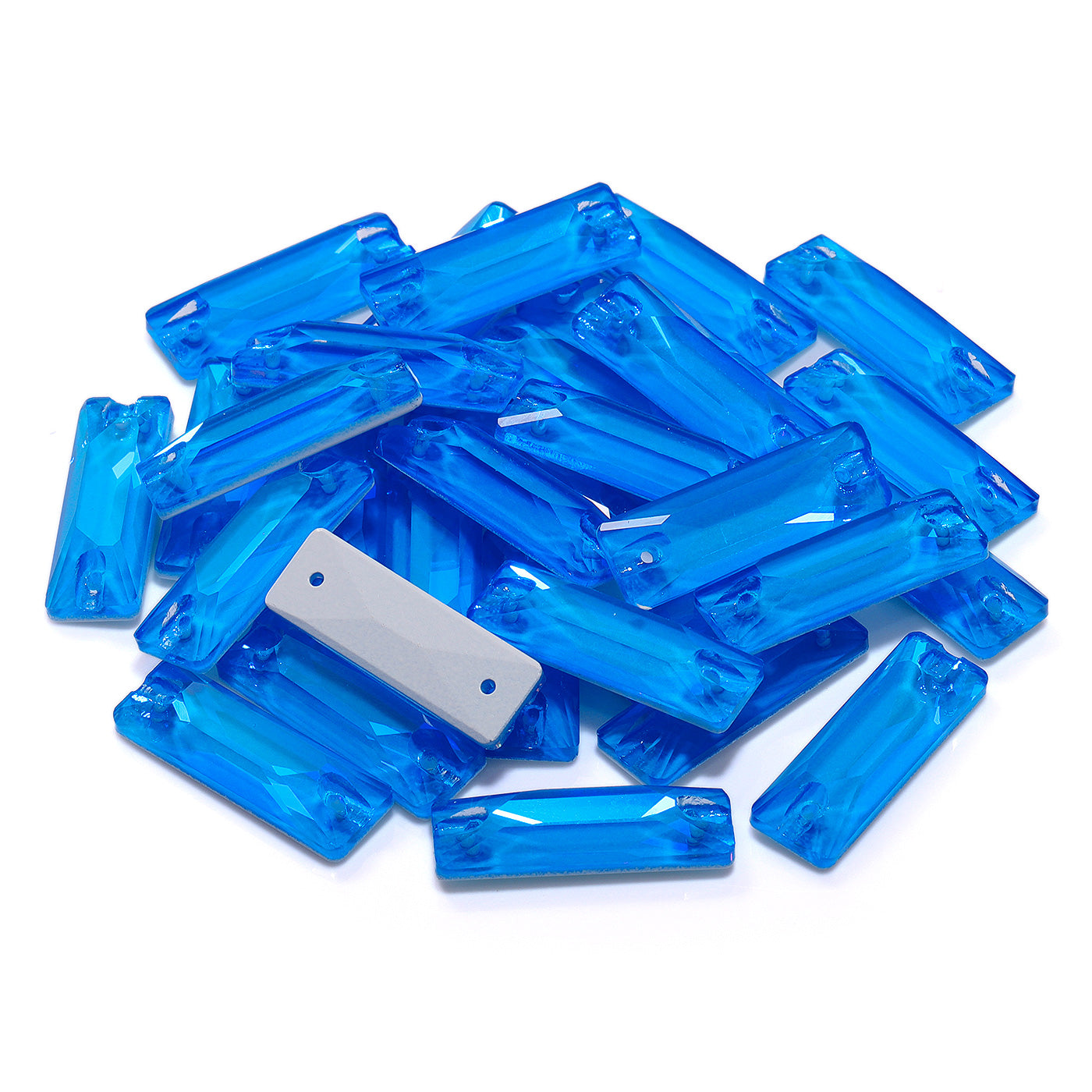 Electric Neon Blue Cosmic Baguette Shape High Quality Glass Sew-on Rhinestones Secondary image