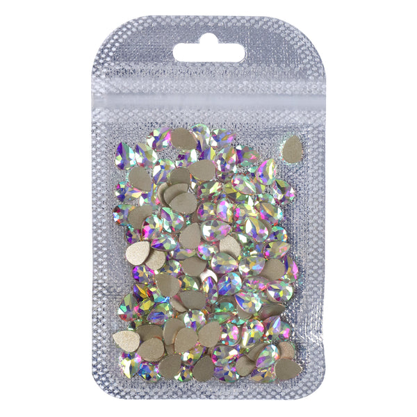 Raindrop Shape Crystal AB Flat Back Fancy Rhinestones