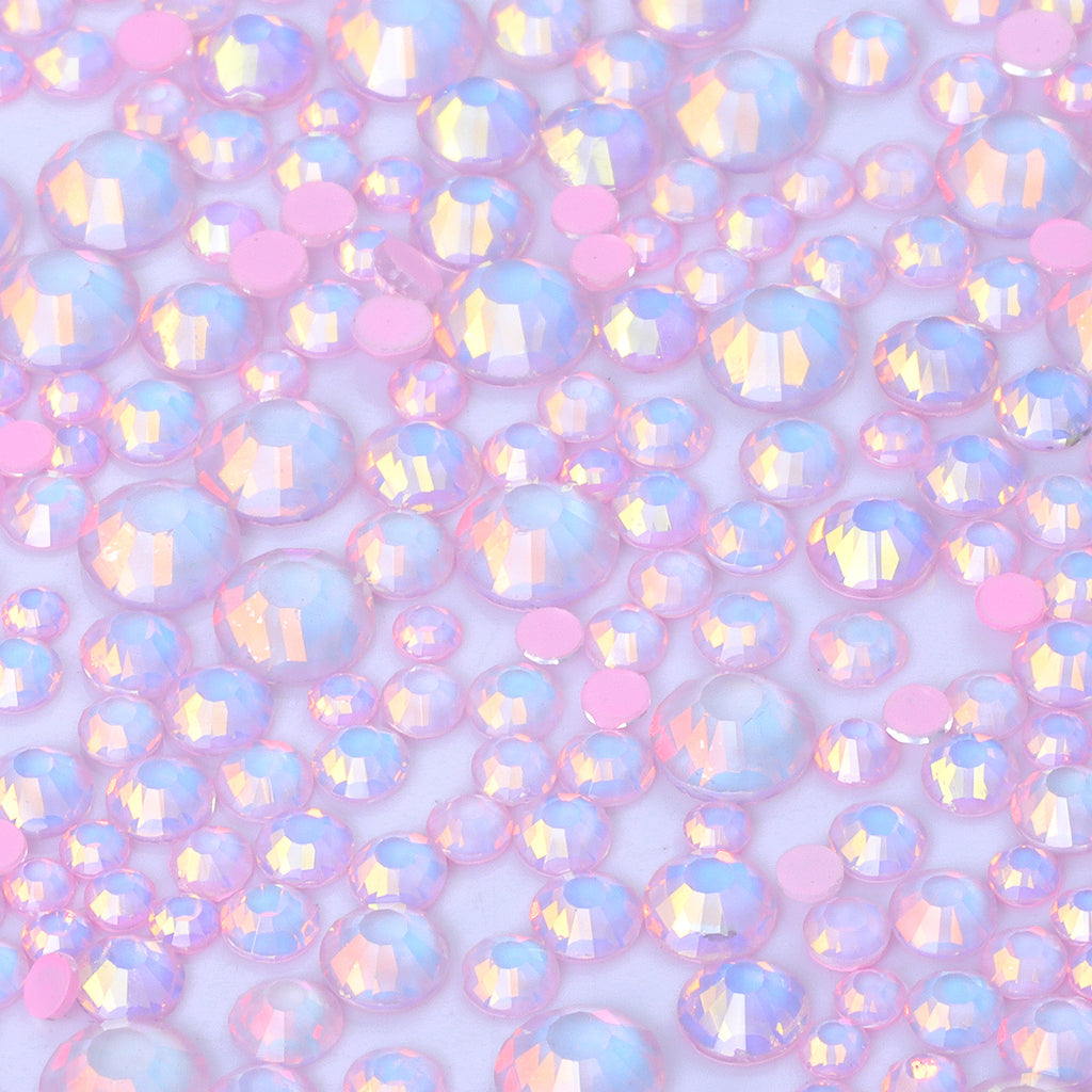 Mixed Sizes Mocha Opal Lt Pink Glass Flat Back Rhinestones For Nail Art WholesaleRhinestone