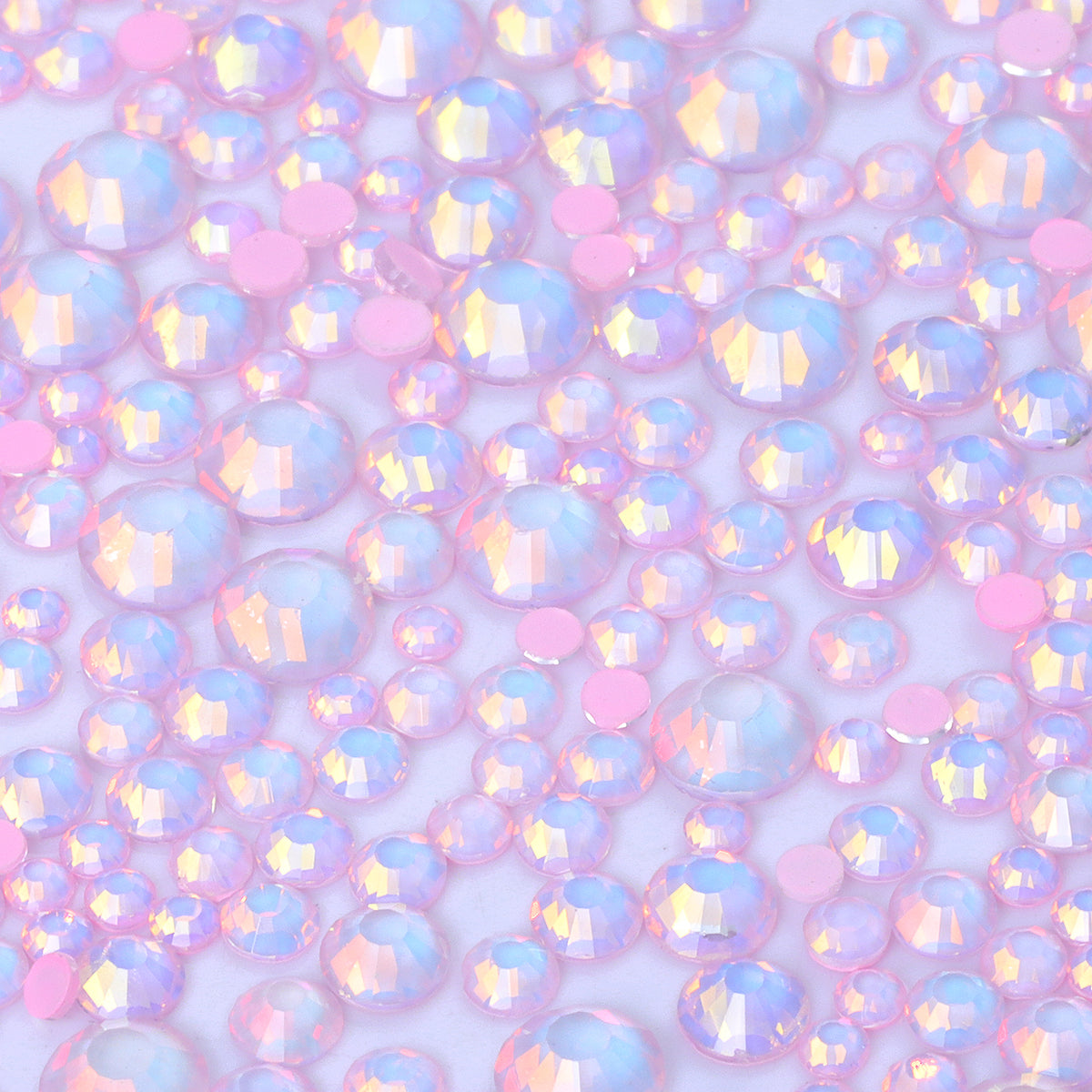 Mixed Sizes Mocha Opal Lt Pink Glass Flat Back Rhinestones For Nail Art WholesaleRhinestone