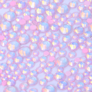 Mixed Sizes Mocha Opal Lt Pink Glass Flat Back Rhinestones For Nail Art WholesaleRhinestone