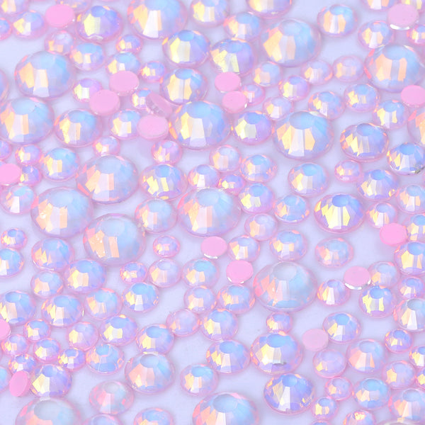 Mixed Sizes Mocha Opal Lt Pink Glass Flat Back Rhinestones For Nail Art WholesaleRhinestone
