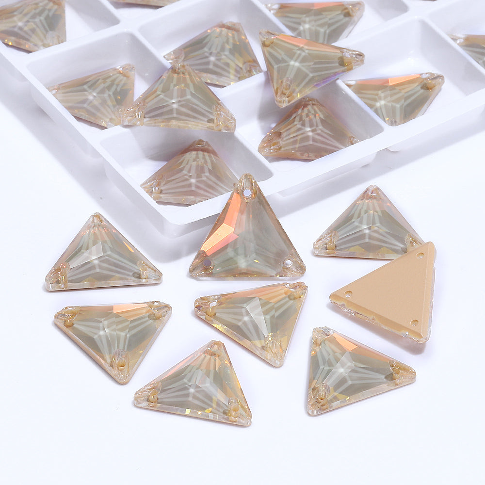 Silk AM Triangle Shape High Quality Glass Sew-on Rhinestones