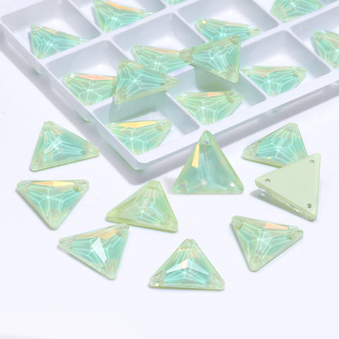 Light Azore AM Triangle Shape High Quality Glass Sew-on Rhinestones
