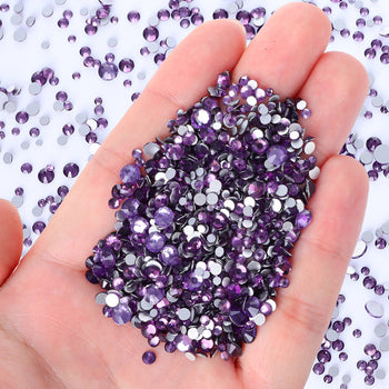 Mixed Sizes Tanzanite Glass FlatBack Rhinestones For Nail Art Silver Back WholesaleRhinestone
