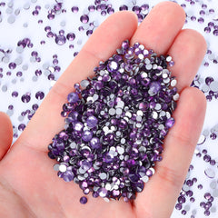 Mixed Sizes Tanzanite Glass FlatBack Rhinestones For Nail Art Silver Back