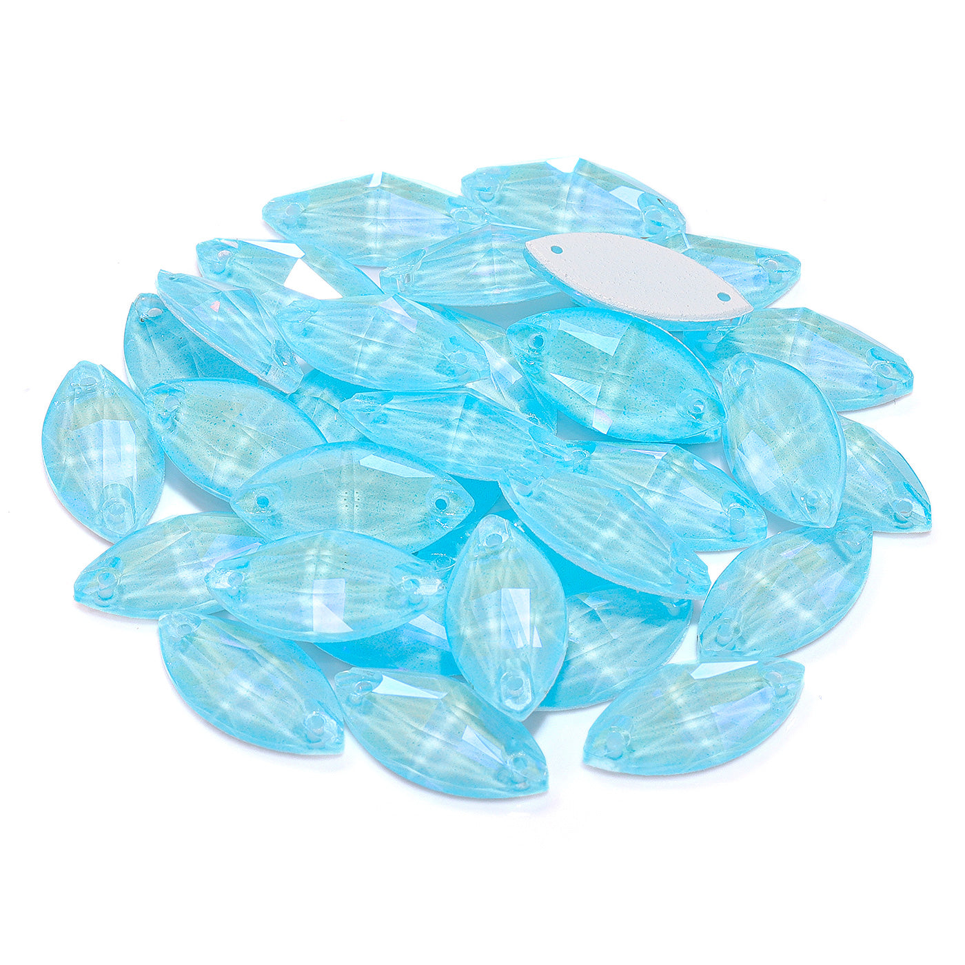 Electric Neon Aquamarine Navette Shape High Quality Glass Sew-on Rhinestones Secondary image