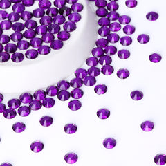 Dark Violet Glass FlatBack Rhinestones Silver Back