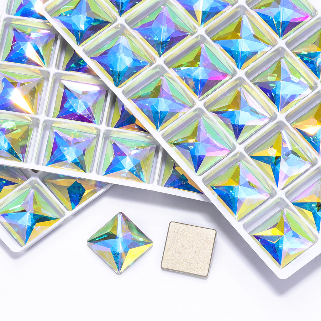 Crystal AB Square Shape High Quality Glass Beveled Flat Back Rhinestones WholesaleRhinestone