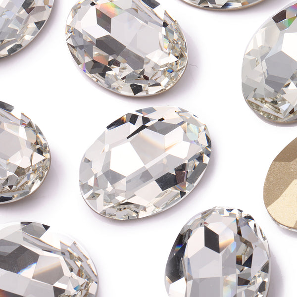 Crystal Big Oval Shape High Quality Glass Pointed Back Fancy Rhinestones WholesaleRhinestone