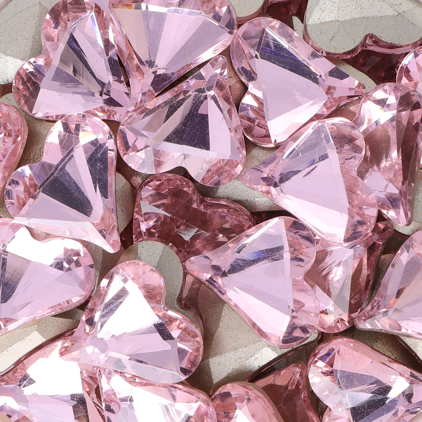 Sweet Heart Shape Pink Glass Pointed Back Fancy Rhinestones