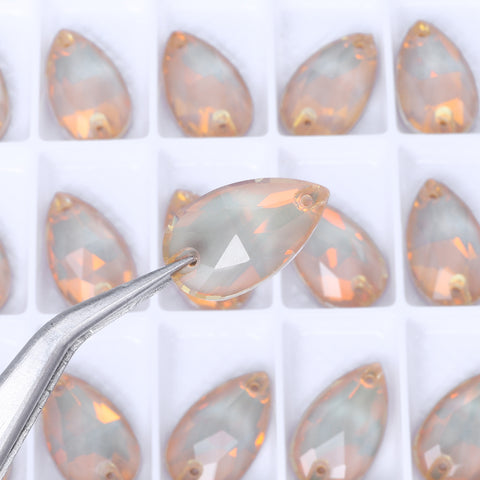 Silk AM Drop Shape High Quality Glass Sew-on Rhinestones
