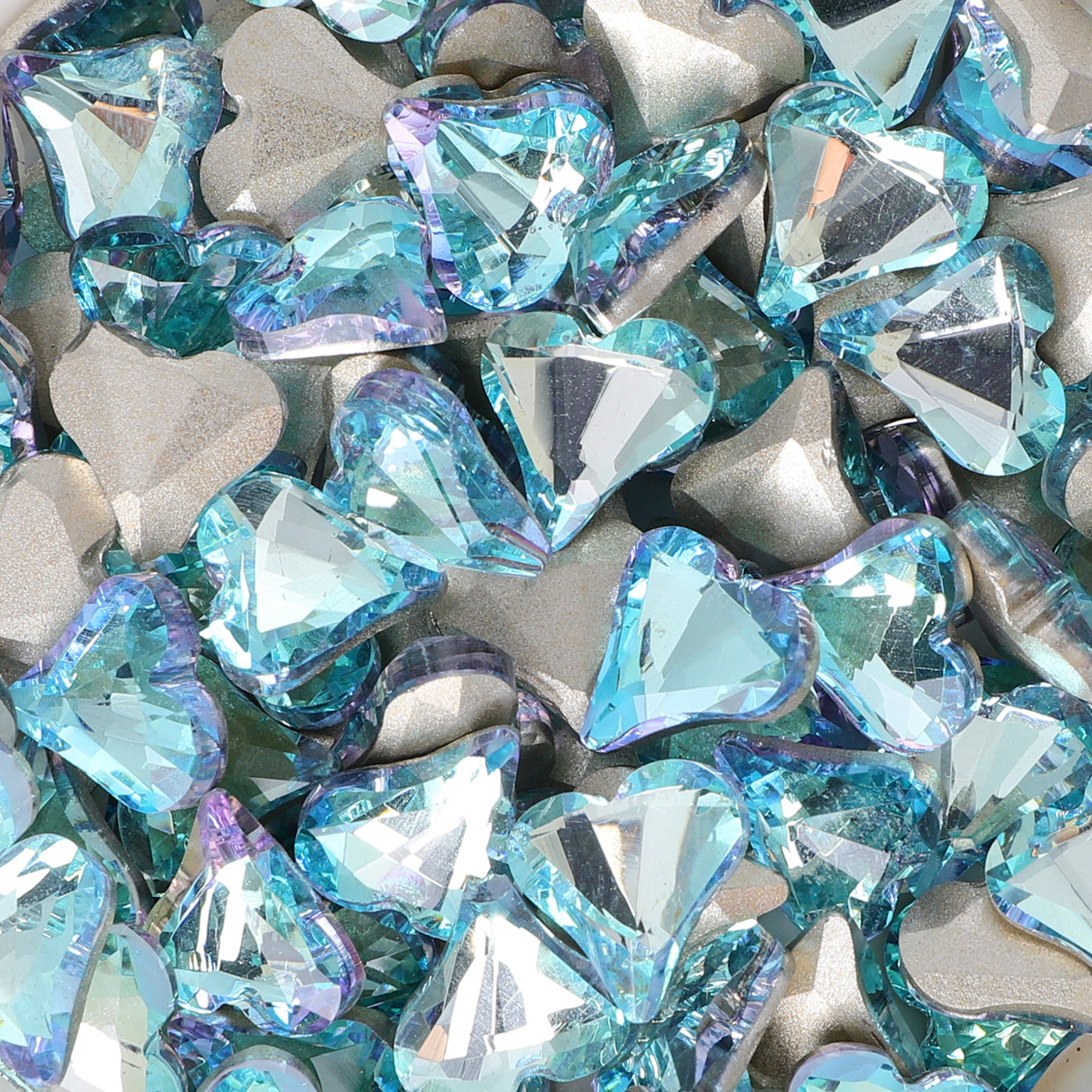 Sweet Heart Shape Blue Fairy Glass Pointed Back Fancy Rhinestones