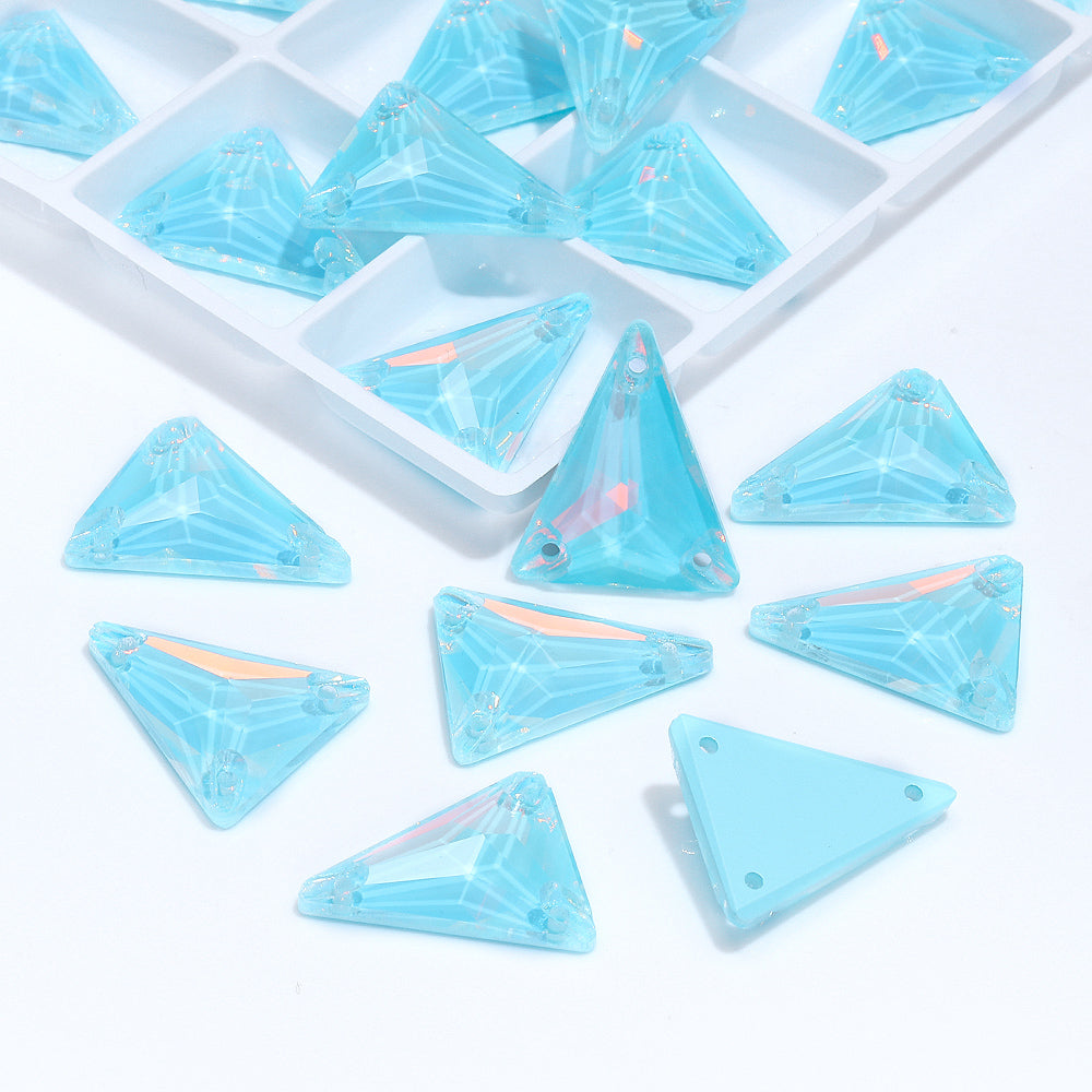 Slim Triangle Shape Aquamarine AM High Quality Glass Sew-on Rhinestones WholesaleRhinestone