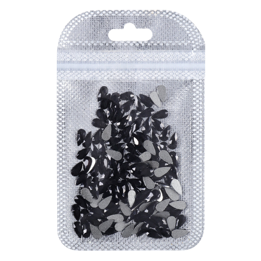 Raindrop Shape Black Flat Back Fancy Rhinestones