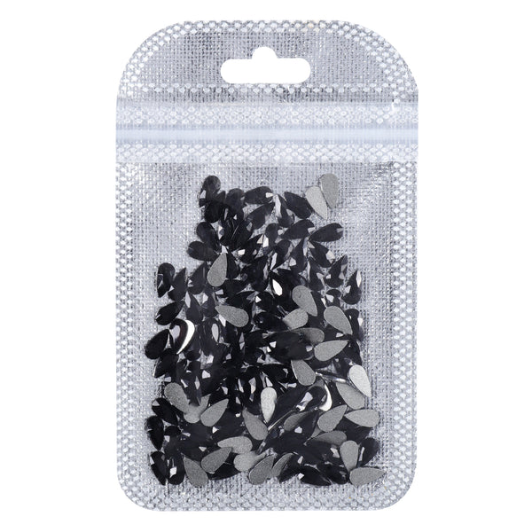 Raindrop Shape Black Flat Back Fancy Rhinestones