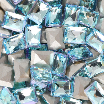 Blue Fairy Rectangle Shape Glass Pointed Back Fancy Rhinestones WholesaleRhinestone