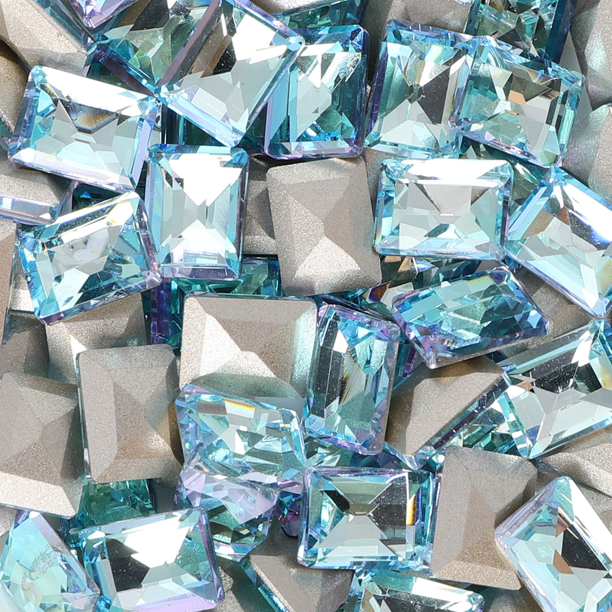 Blue Fairy Rectangle Shape Glass Pointed Back Fancy Rhinestones WholesaleRhinestone