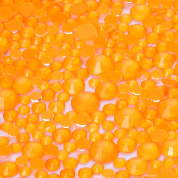 Mixed Sizes Mocha Neon Orange Glass Flat Back Rhinestones For Nail Art WholesaleRhinestone