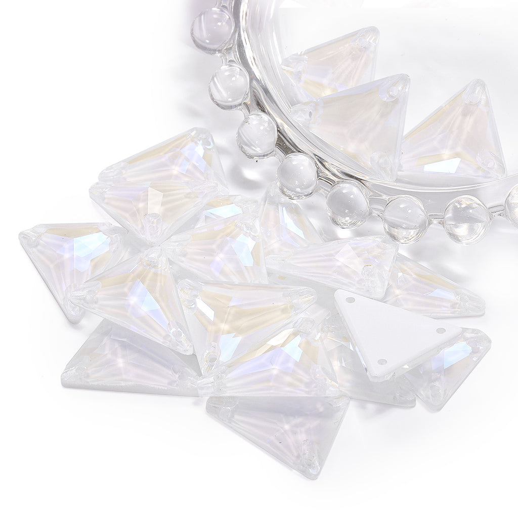 Electric Neon White Slim Triangle Shape High Quality Glass Sew-on Rhinestones WholesaleRhinestone