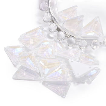 Electric Neon White Slim Triangle Shape High Quality Glass Sew-on Rhinestones WholesaleRhinestone